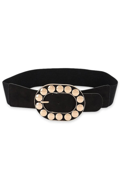 Ary Metal Studded Buckle Elastic Statement Belt