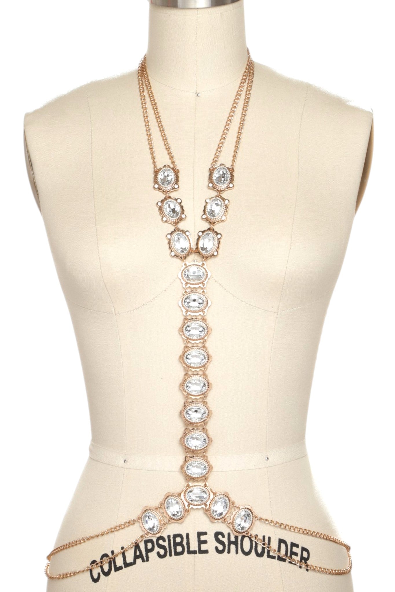 1 Crystal & Gold Bejeweled Statement Body Chain