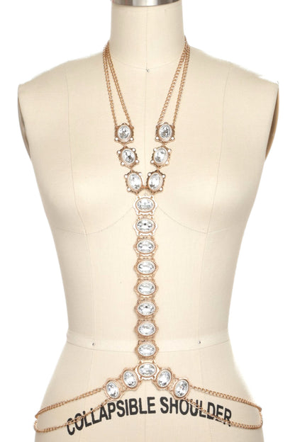 1 Crystal & Gold Bejeweled Statement Body Chain