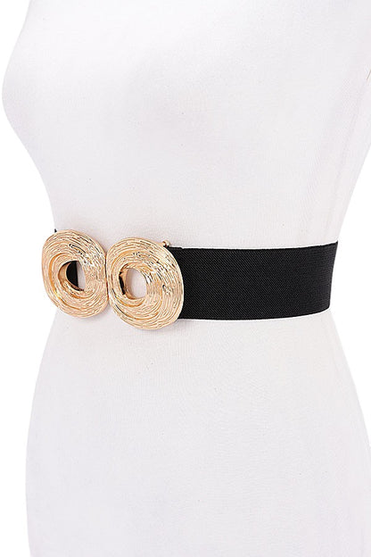 3 Oversized Metal Buckle Elastic Fashion Belt