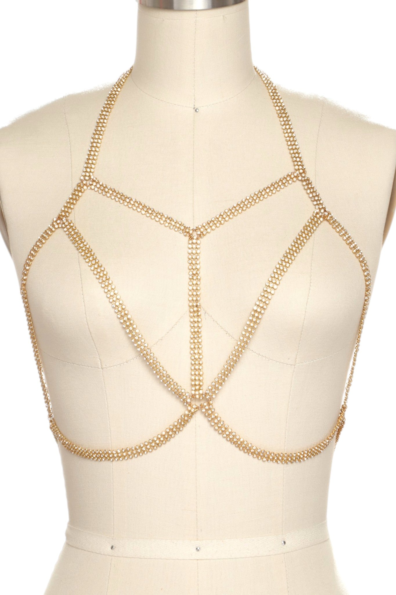 1 Gold or Silver Rhinestone Bra Body Chain