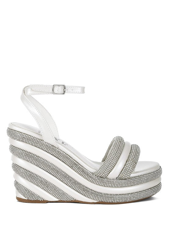 My Bliss Rhinestone Studded Wedge Sandals