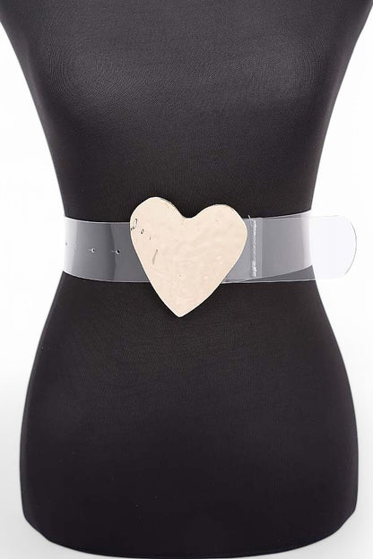 Alexis Heart Buckle Clear Transparent Fashion Belt
