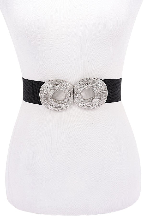 3 Oversized Metal Buckle Elastic Fashion Belt