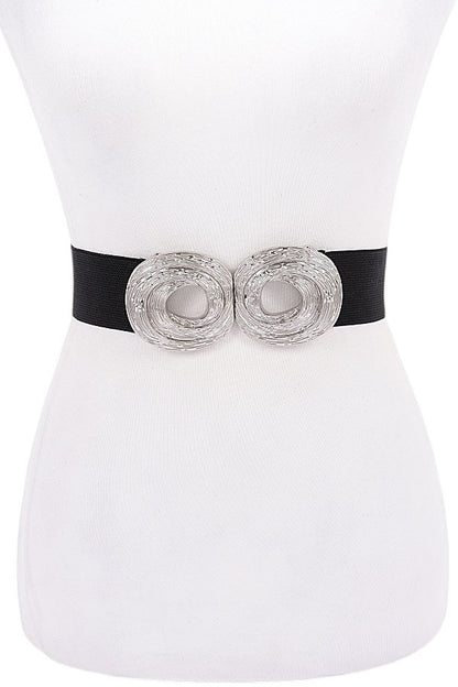 3 Oversized Metal Buckle Elastic Fashion Belt