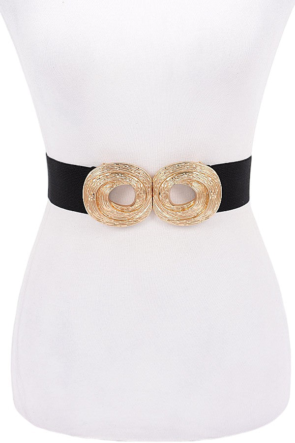3 Oversized Metal Buckle Elastic Fashion Belt