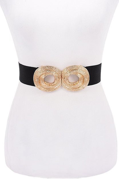 3 Oversized Metal Buckle Elastic Fashion Belt