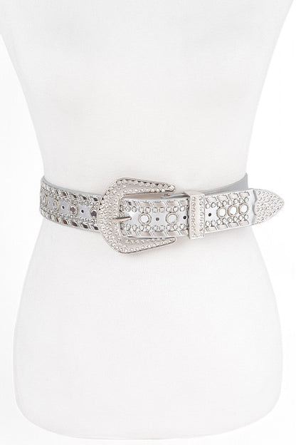 Accra Mix Stud Rhinestone Denim Western Belt