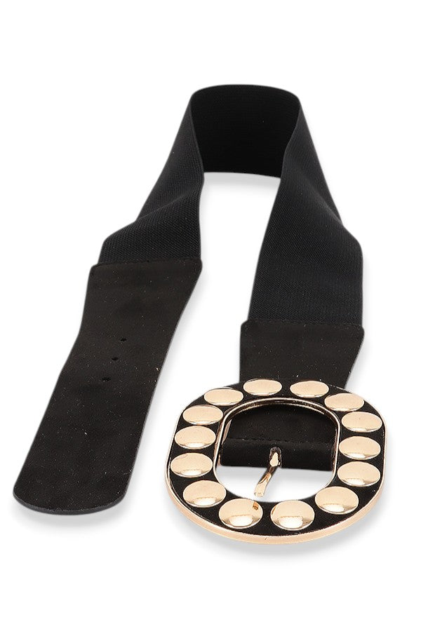 Ary Metal Studded Buckle Elastic Statement Belt