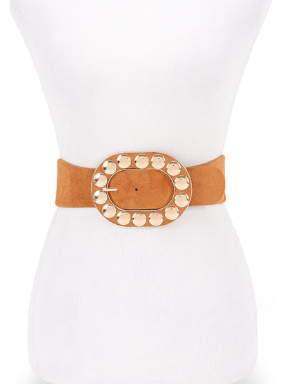 Ary Metal Studded Buckle Elastic Statement Belt