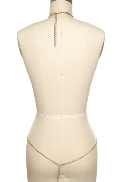 1 Crystal & Gold Bejeweled Statement Body Chain