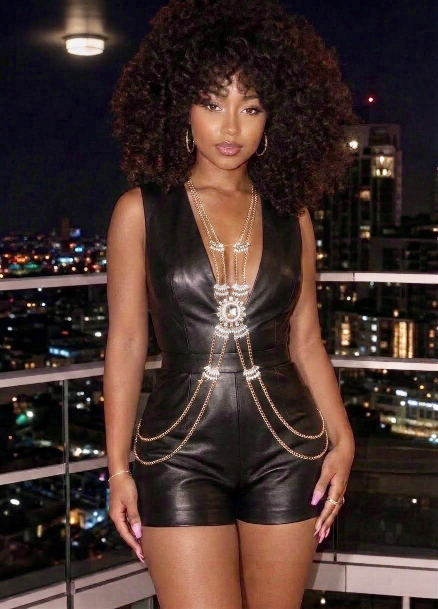 1 Crystal & Gold Bejeweled Statement Body Chain