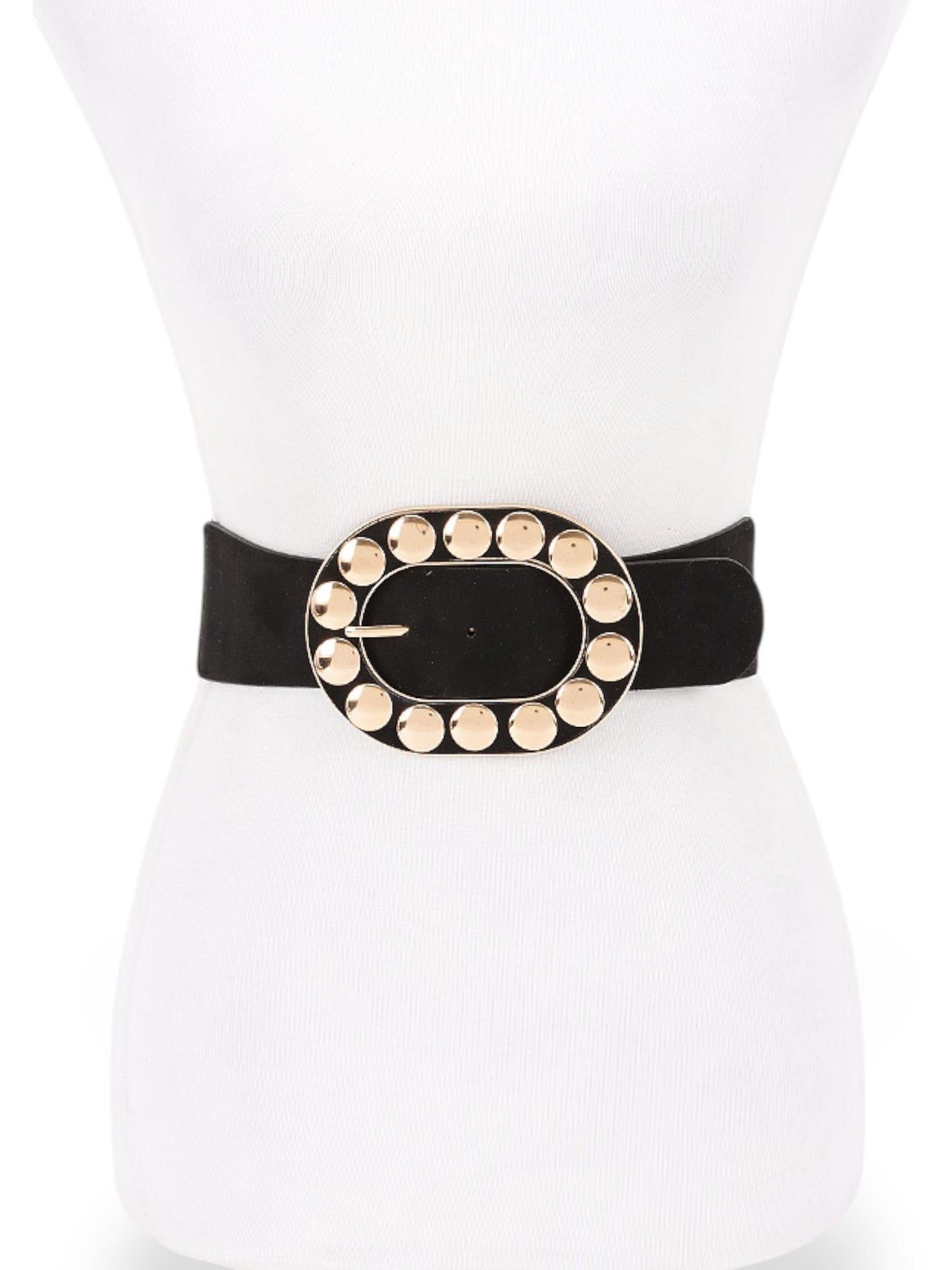 Ary Metal Studded Buckle Elastic Statement Belt