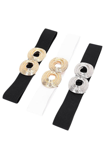 3 Oversized Metal Buckle Elastic Fashion Belt