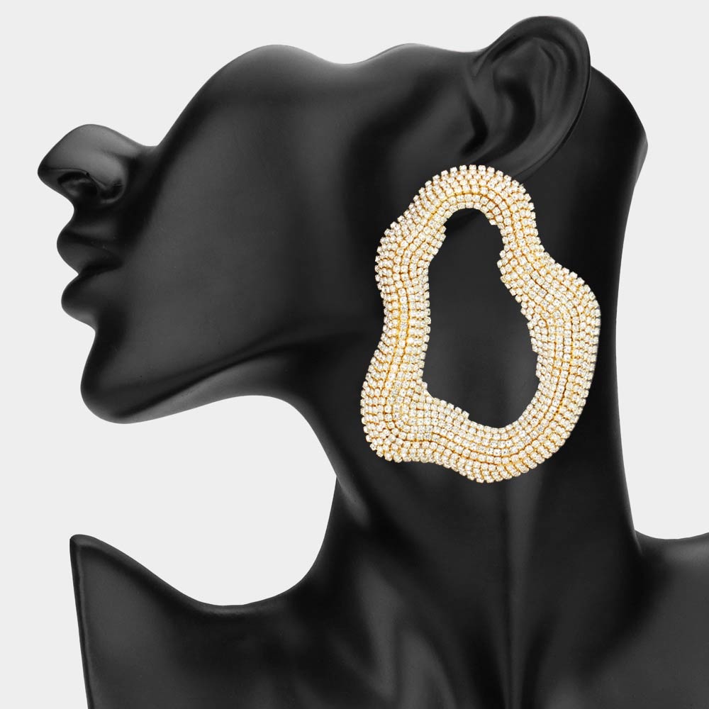 1 Rhinestone Pave Open Abstract Evening Statement Earrings