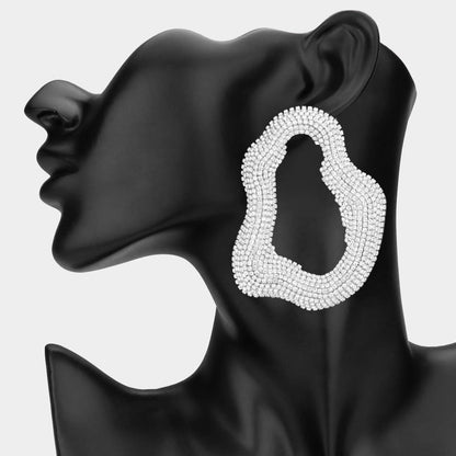 1 Rhinestone Pave Open Abstract Evening Statement Earrings