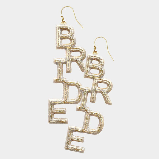 Gold "Bride" Drop Down Earrings