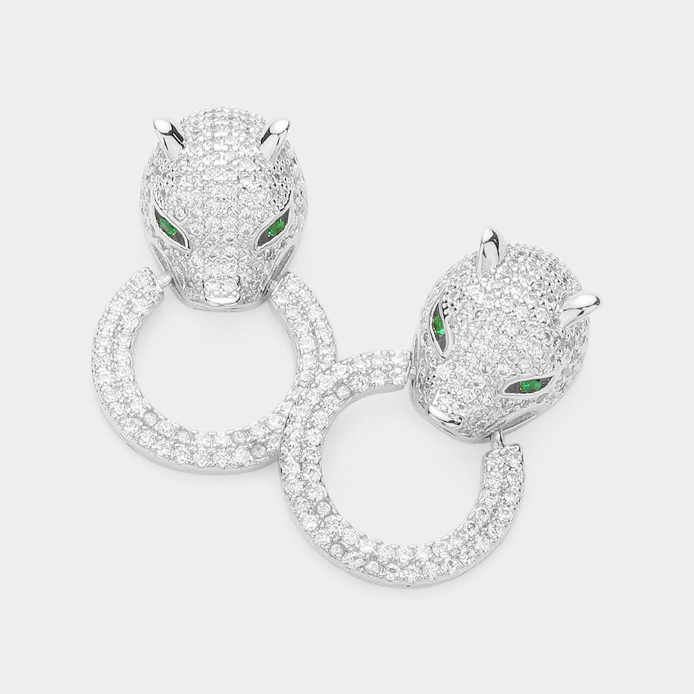 CZ Leopard Door Knocker Earrings