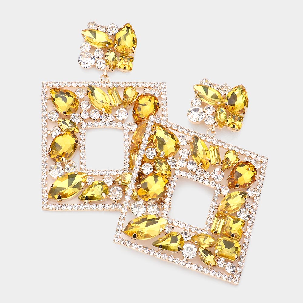 Glamorous Yellow Diamond Statement Earrings