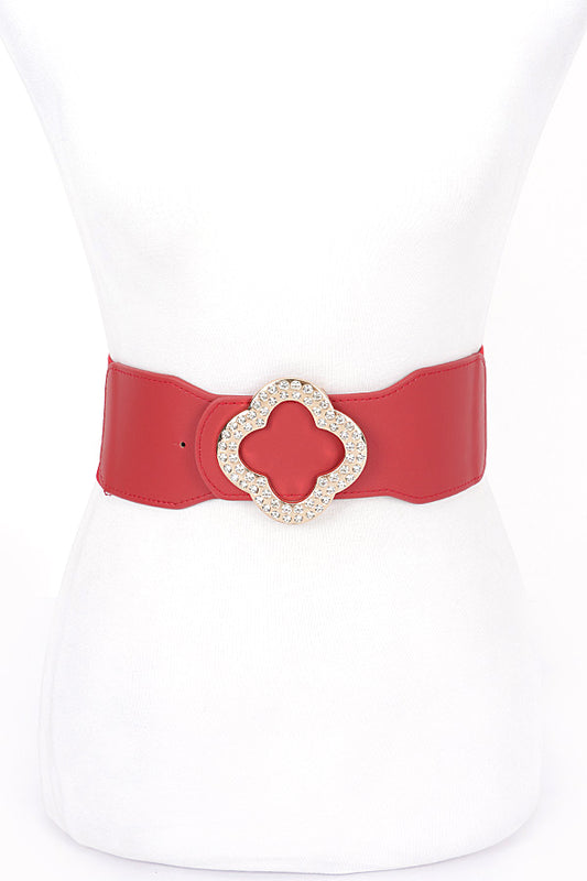 Elastic Rhinestone Statement Belt