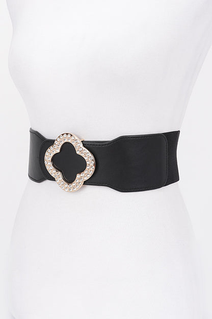 Elastic Rhinestone Statement Belt