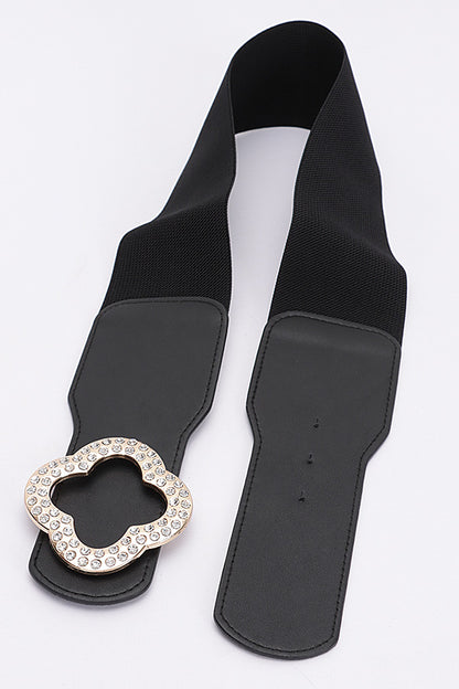 Elastic Rhinestone Statement Belt