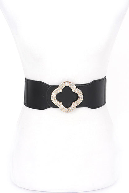 Elastic Rhinestone Statement Belt