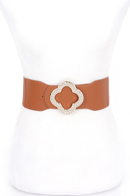 Elastic Rhinestone Statement Belt