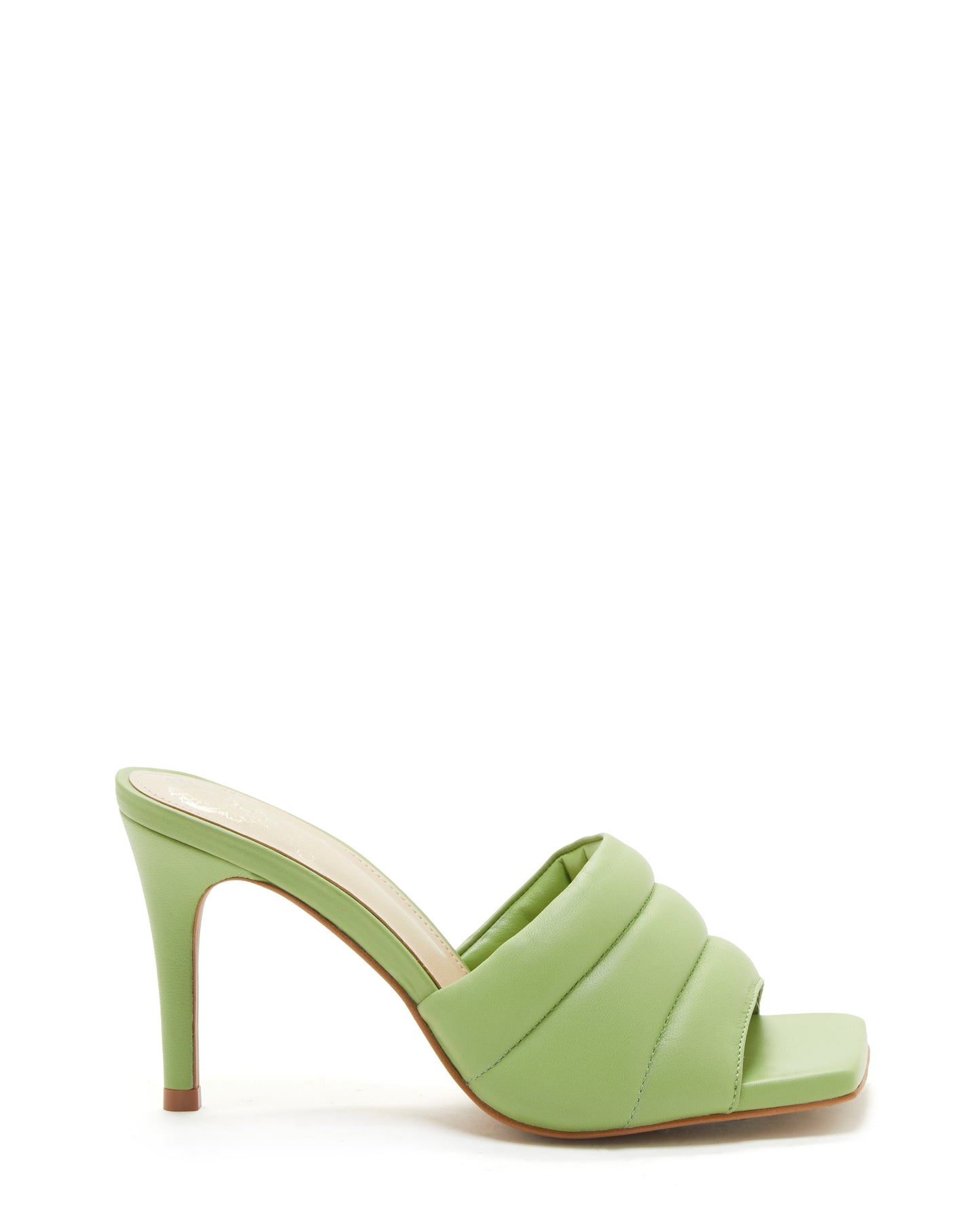 Green Vince Camuto Genuine Leather Quilted Sandals