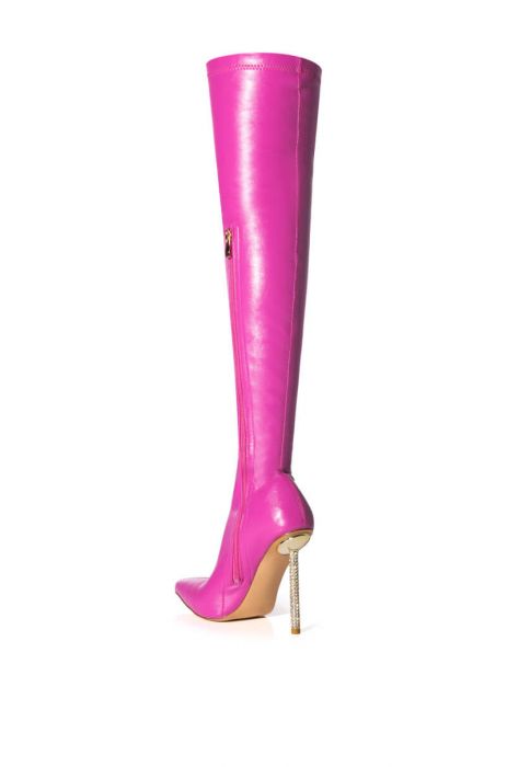 Azalea Wang Barbie Pink Vegan Leather Knee High Over the Knee Boots