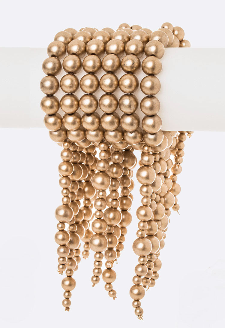 1 Multi Pearl Draped Stretch Statement Bracelet