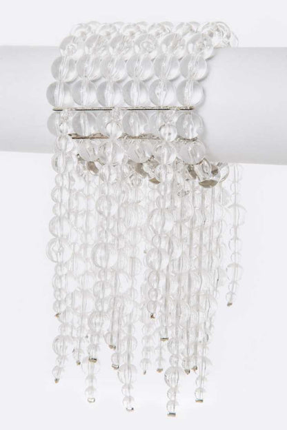 1 Multi Pearl Draped Stretch Statement Bracelet