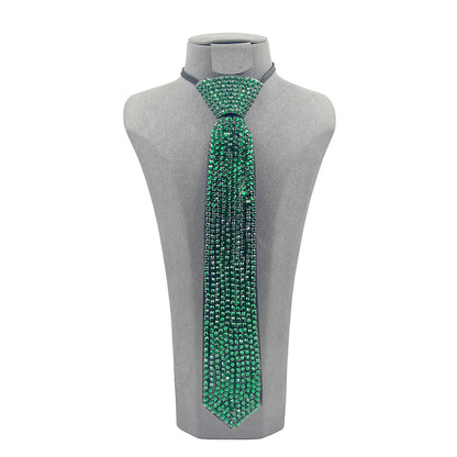 All Tied Up Rhinestone Bling Neck Tie Statement Necklace