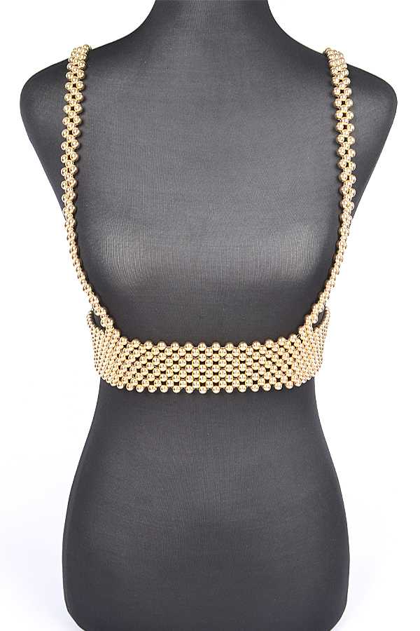 Ava Gold Metallic Beaded Harness Belt