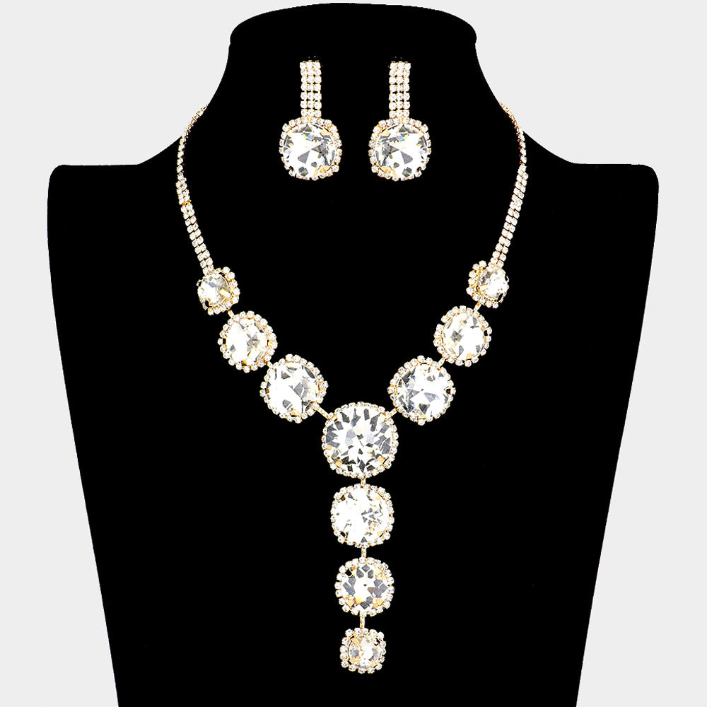 Bright Glamorous Diamond Y Statement Necklace