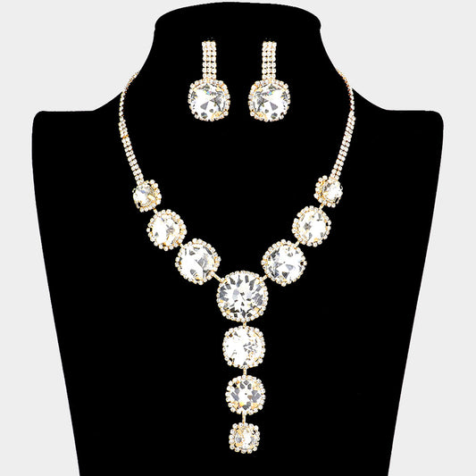 Bright Glamorous Diamond Y Statement Necklace