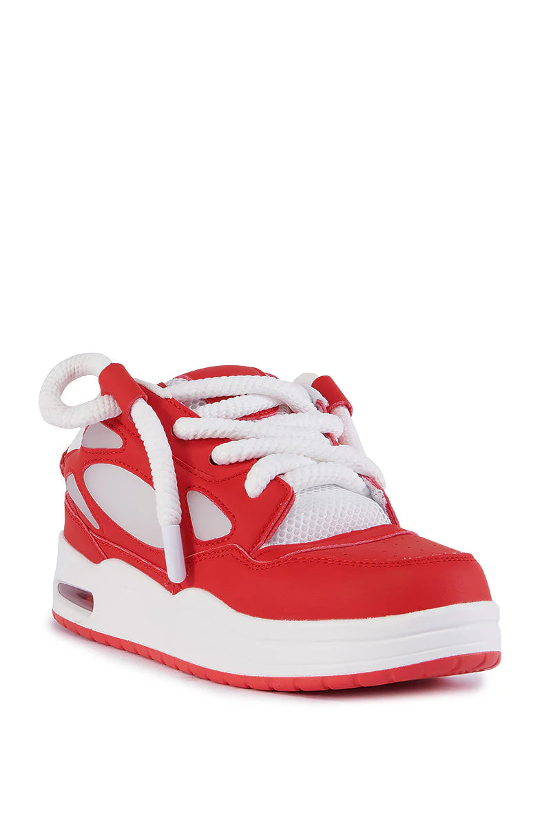 AZALEA WANG Red Vegan Leather Fashion Sneakers