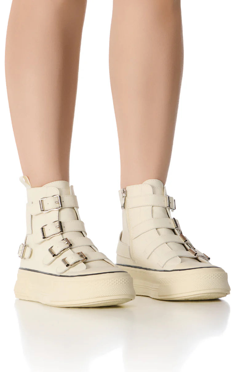 AZALEA WANG White Vegan Leather Fashion Sneakers