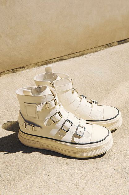 AZALEA WANG White Vegan Leather Fashion Sneakers
