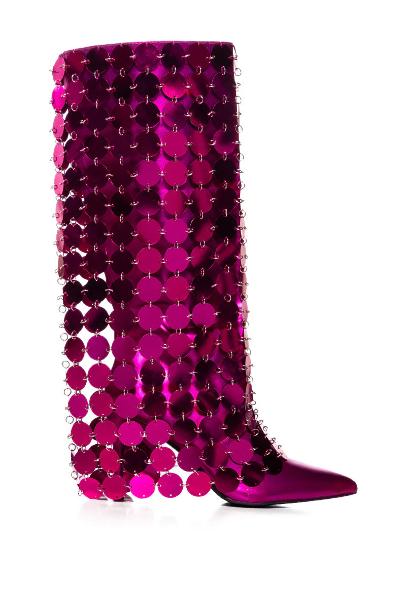 Azalea Wang 1 Fuchsia Pink Embellished Boots