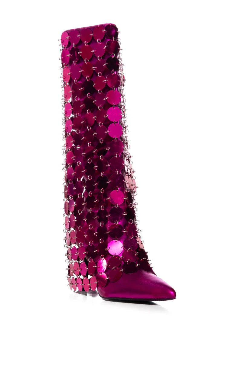 Azalea Wang 1 Fuchsia Pink Embellished Boots