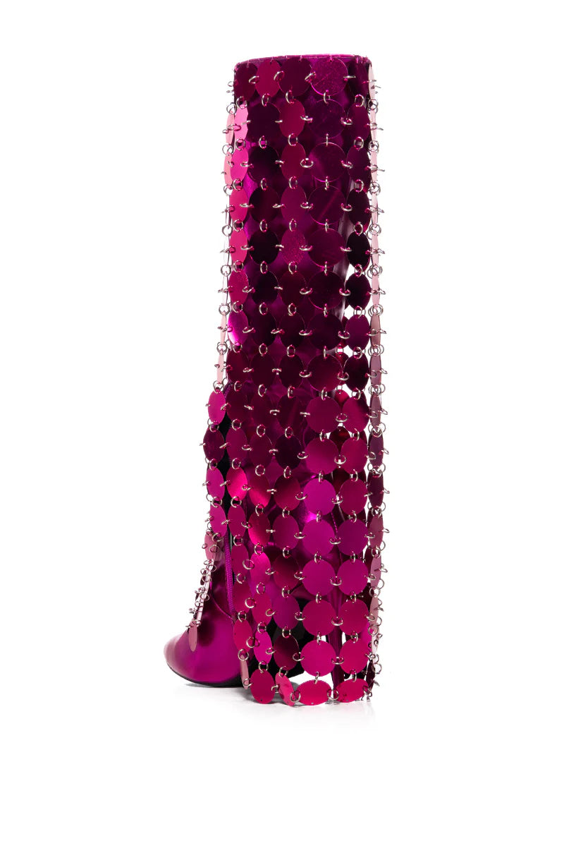 Azalea Wang 1 Fuchsia Pink Embellished Boots