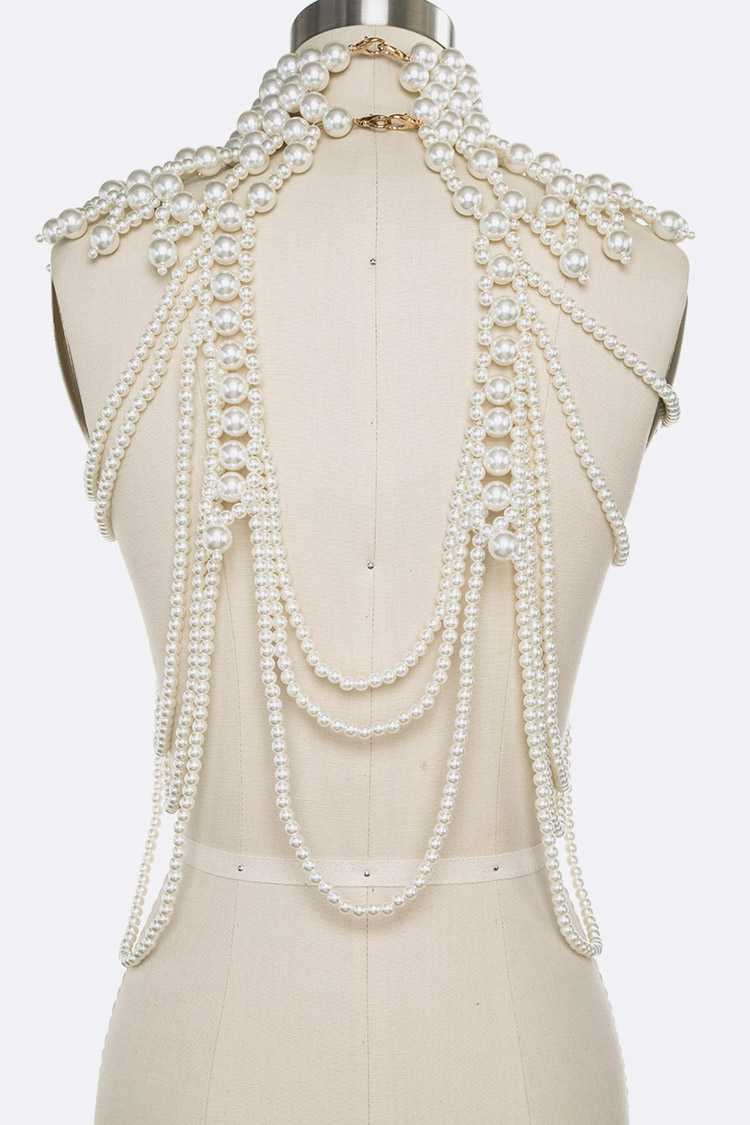 Annie Elegant Pearl Body Chain Statement Necklace