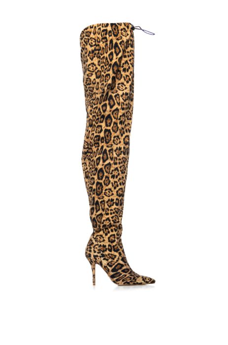 Azalea Wang Animal Print Leopard Slouchy Thigh High Boots