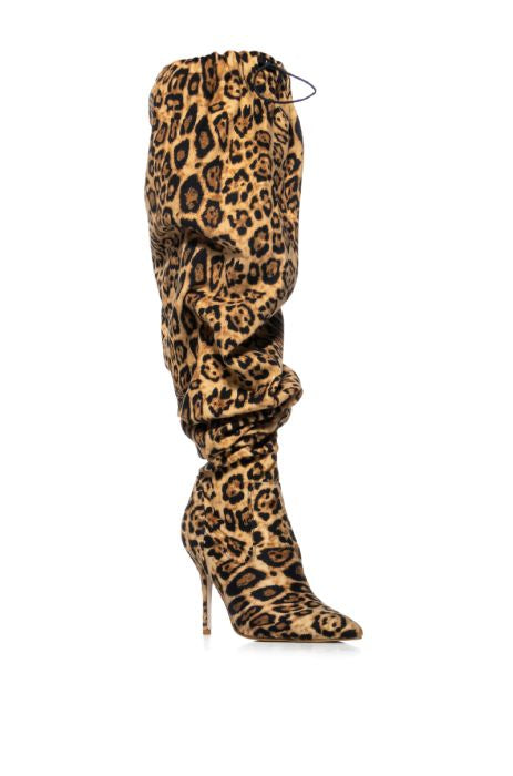 Azalea Wang Animal Print Leopard Slouchy Thigh High Boots