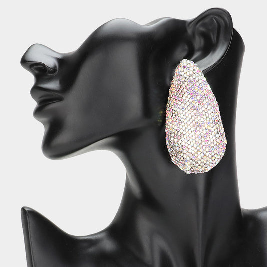 Bling Teardrop Oversized Stud Earrings