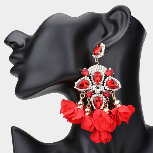 Glamorous Red Chandelier Statement Earrings