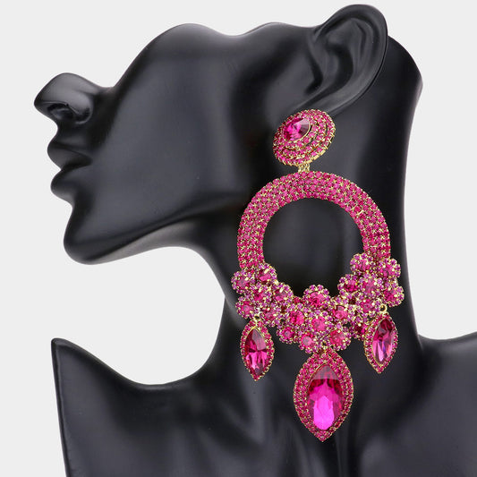 Fuchsia Chandelier Statement Earrings