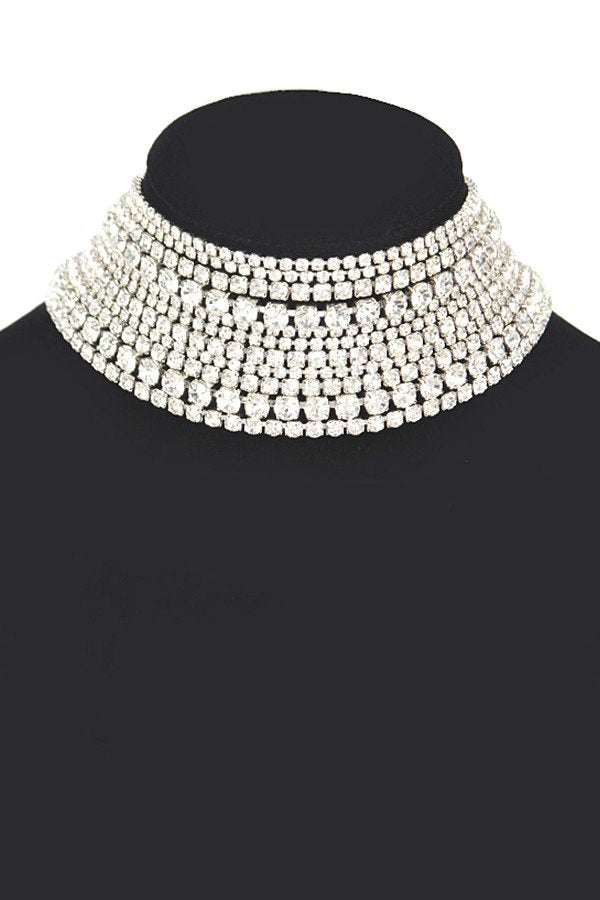 Ann Glamorous Diamond Choker Statement Necklace