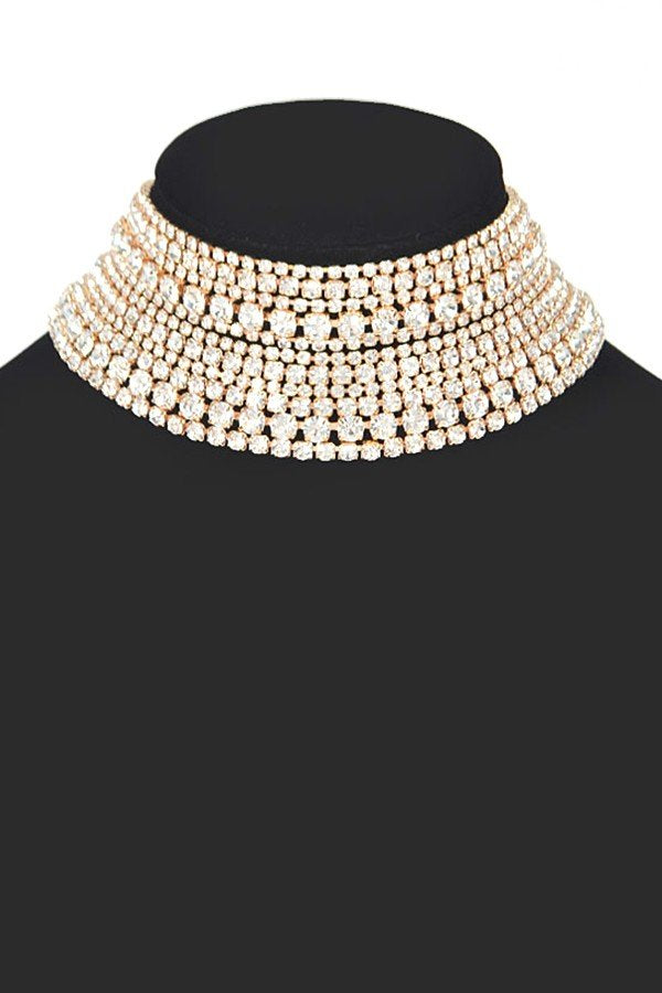 Ann Glamorous Diamond Choker Statement Necklace